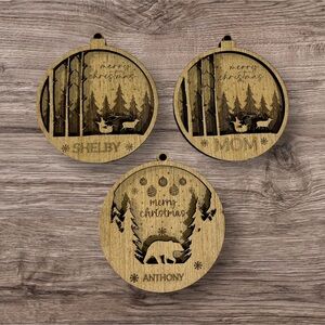 Handmade Laser Cut Customizable Christmas Ornaments Seasonal Decor